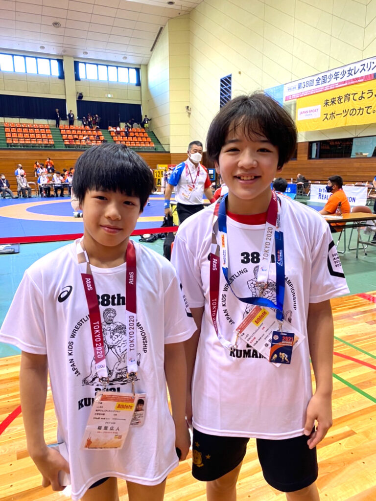 スポーツトレーナー活動 2021全国少年少女レスリング選手権大会 優勝 稲葉広人選手と保坂樹奈選手