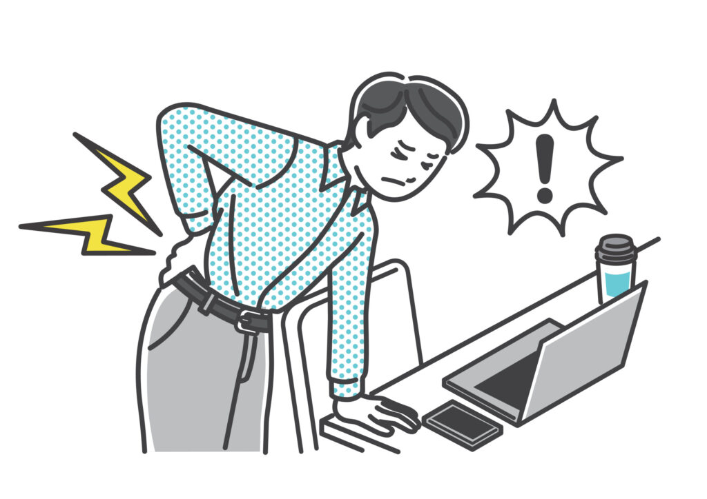 座りすぎで腰を押さえる男性のイラスト